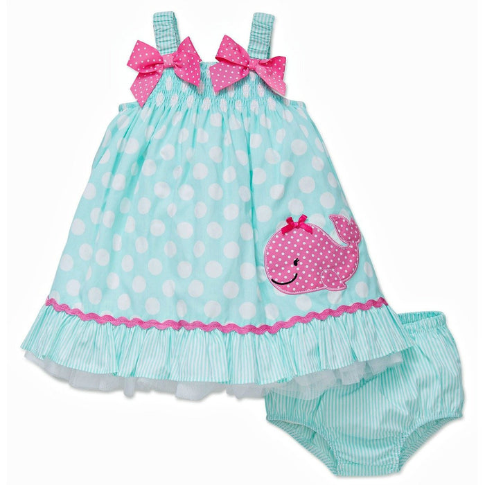 Little Me Whale Sunsuit Dress and Panty