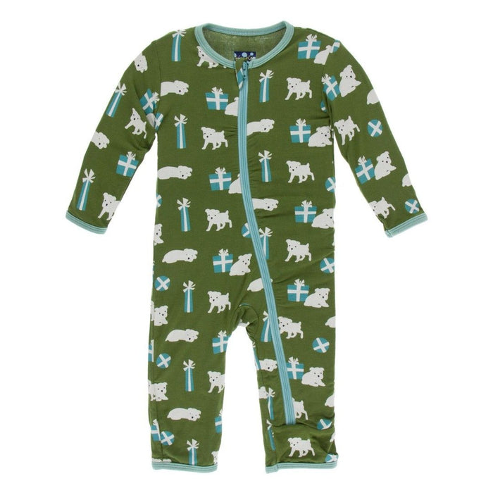 KicKee Pants Print Muffin Ruffle Coverall with Zipper