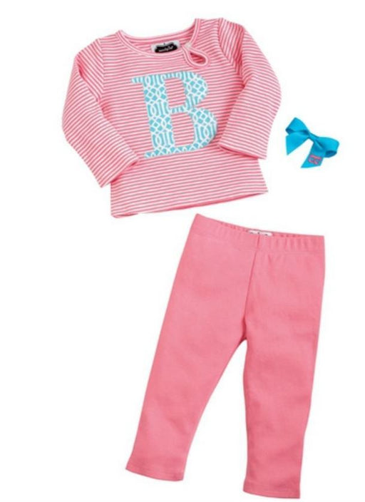 Mud Pie Baby Girls Newborn Gift: Choose Initial Tunic Legging Bow Set 0-6 months