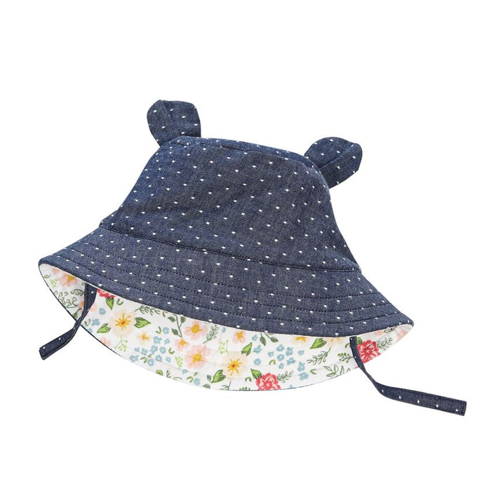 Baby Girls Reversible Dot Floral Sunhat
