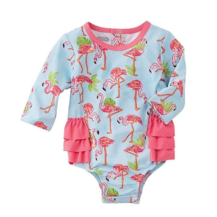 Mud Pie Girls Swimsuit 1 Pc Flamingo Rashguard — In Fashion Kids