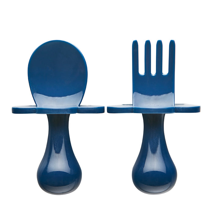 Grabease Toddler Fork and Spoon Set - You Drive Me Navy