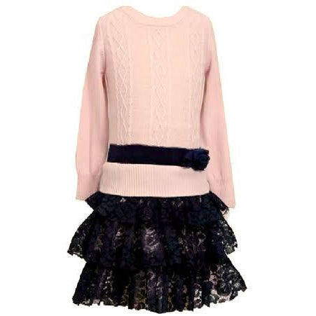 Pink Cable Lace Black Dress Special Occasion Dress Size 14