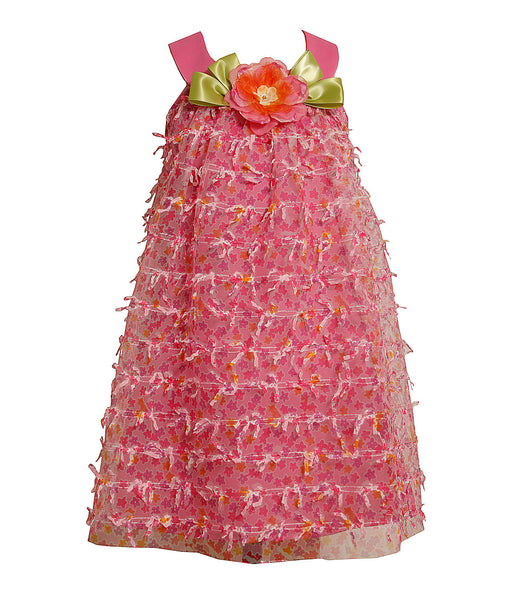 Girls Dress Bonnie Jean Pink Mesh Bow Dress 