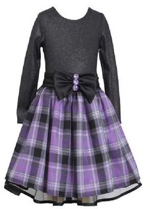 Purple Black Plaid Dress Holiday Dress