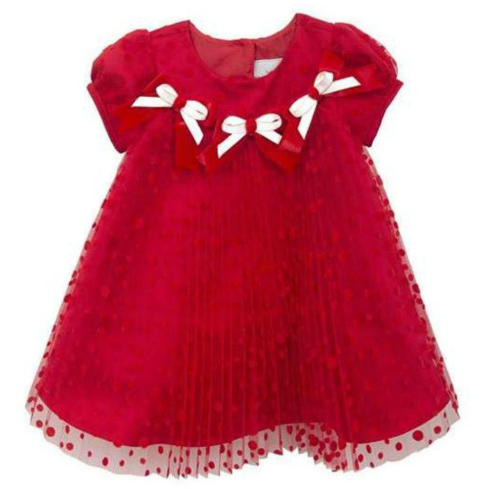Rare Editions Baby-Girls Red Pleated Bow Dress