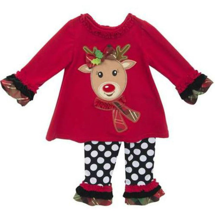 Rare Editions Baby-Girls Reindeer Dot Pant Set 6 months