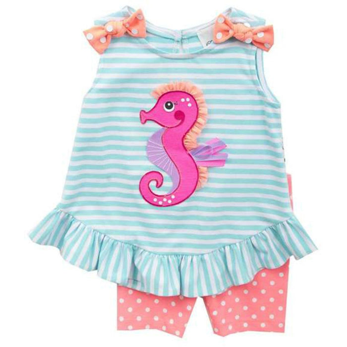 Rare Editions Baby-Girls Seahorse Short Set Toddler