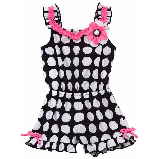 Rare Editions Black/White Large Dot Romper 4- 6