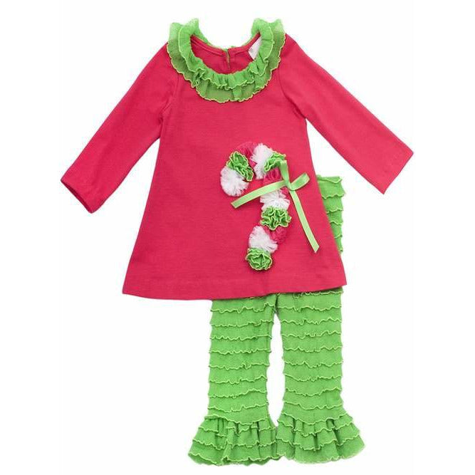 Newborn Girls Christmas Outfit - Hot Pink Candy Cane Legging Set