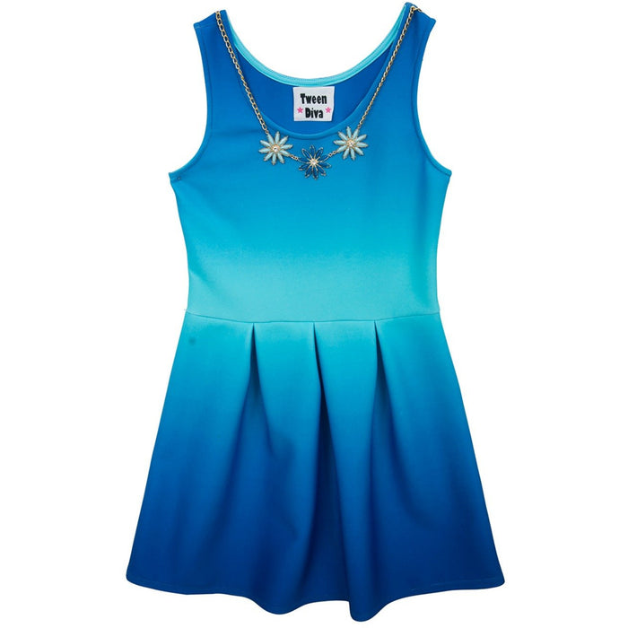 Rare Editions Girls Blue Ombre Scuba Dress 10 - 16