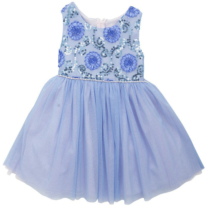 Girls Royal Blue Chiffon Sequin Party Formal Dress  7 - 16