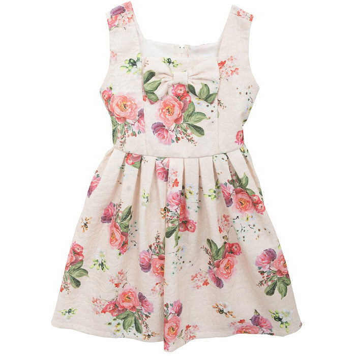 Rare Editions Girls Brocade Ivory Floral Dress