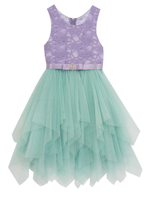 Rare Editions Girls Party Dress Purple Lace Mint Tulle Dress