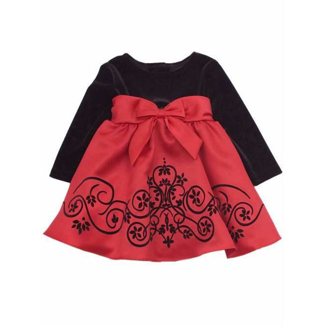 Girls Black Velvet to Red Satin Girls Holiday Dress 12 - 16