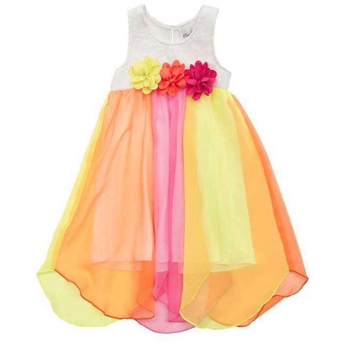 Rare Editions Little Girls Chiffon Colorblock White Lace Bodice Dress
