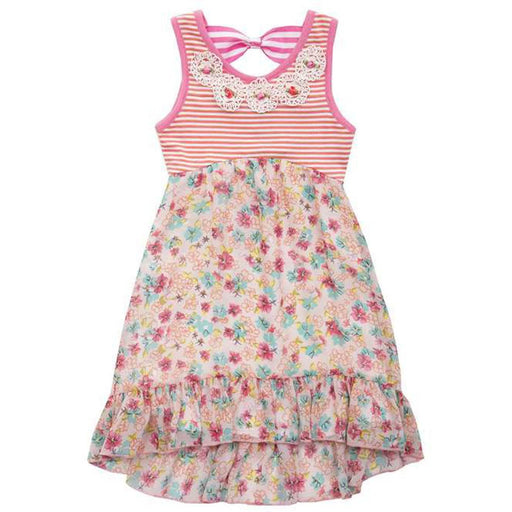 Rare Editions Little Girls Hi Lo Floral Stripe Bodice Dress  FINAL SALE