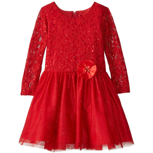Rare Editions Little Girls' Lace To Glitter Tulle with Satin Flower Dress 