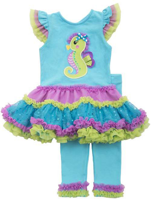 Rare Editions Little Girls Seahorse Tutu Legging Set 