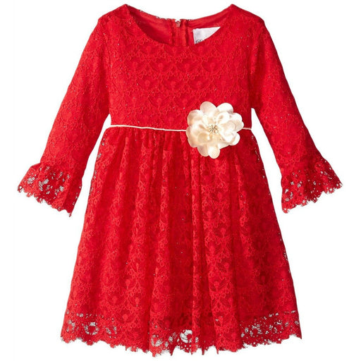 Rare Editions Toddler Girls Red Lace Dress 4T