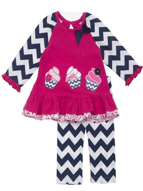 Rare Editions Navy Cupcake Tunic Pant Set 2T - 6X