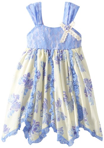 Rare Editions - Periwinkle/Cream Butterfly Print Dress  