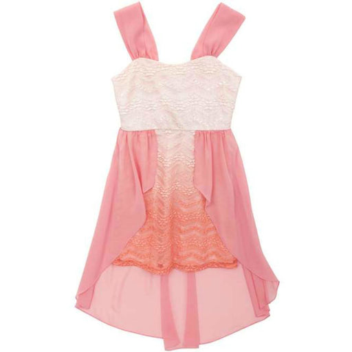 Rare Editions  Girls Coral Ombre Glitter Lace Dress 7 -12
