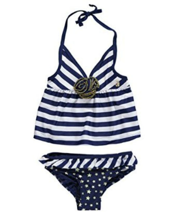 Rugged Bear Baby Girls' Sailing 2Pc Tankini Two Piece Swimsuit Blue
