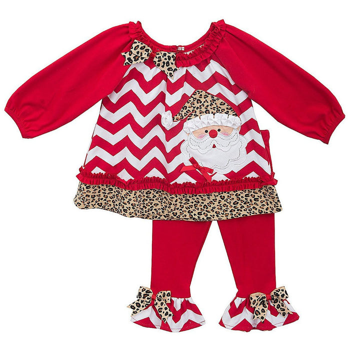 Toddler Girls Holiday Set Cheetah Print Santa Legging Set 2T - 6X