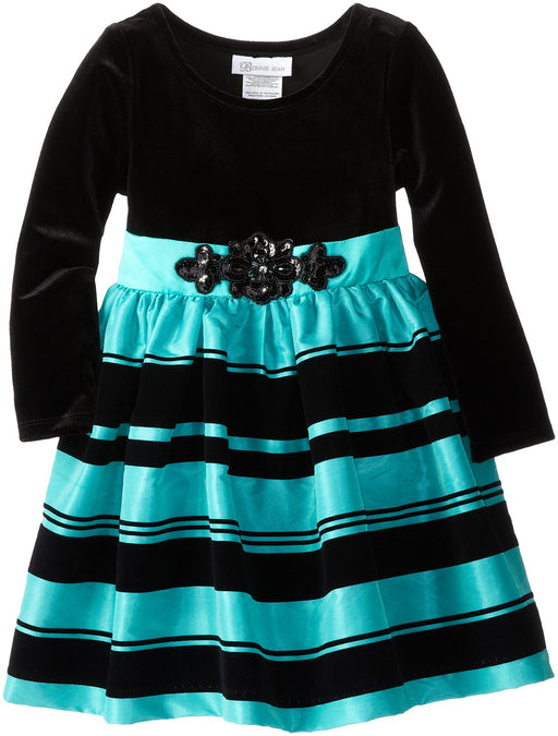 Turquoise Black Velvet Dress - Special Occasion Dress 